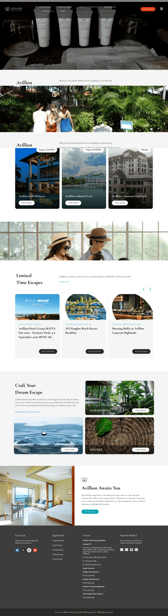 Avillion Hotels Group Website