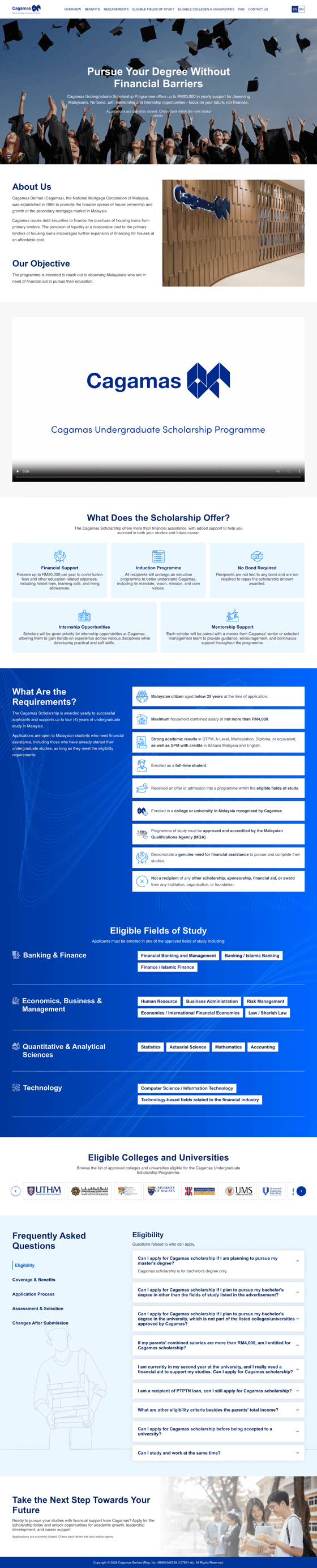 Cagamas Undergraduate Scholarship Website