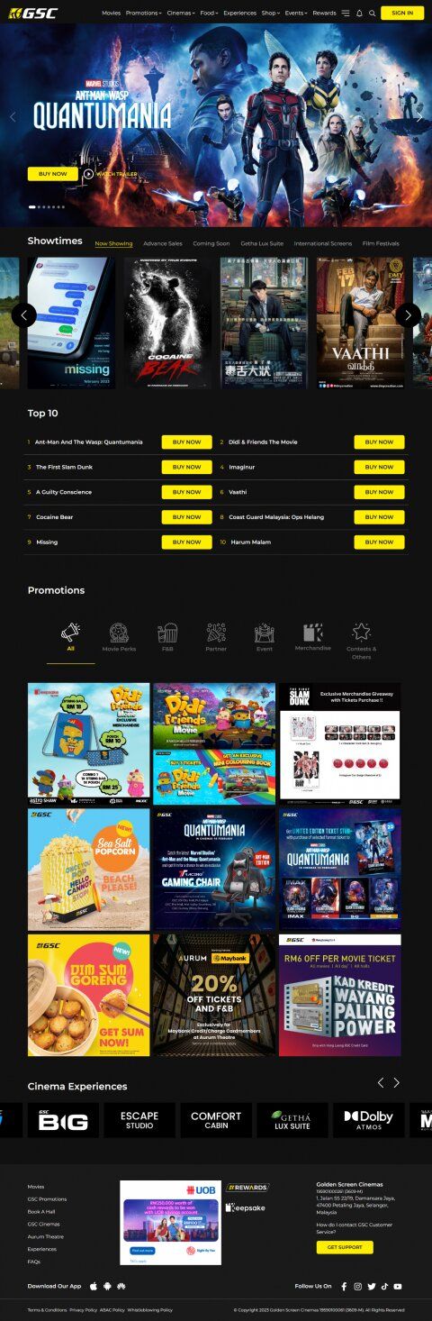 Golden Screen Cinemas website
